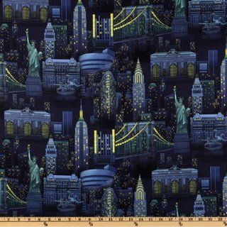 44'' Wide Timeless Treasures New York City Blue/Yellow Fabric By The Yard