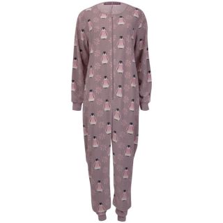 Sleepwear By Tom Franks Womens Micro Fleece Printed Onesies   Penquin   Mauve      Clothing