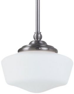 Sea Gull Lighting 65436BLE 962 Pendant with White Schoolhouse Glass Shades, Brushed Nickel Finish   Ceiling Pendant Fixtures  