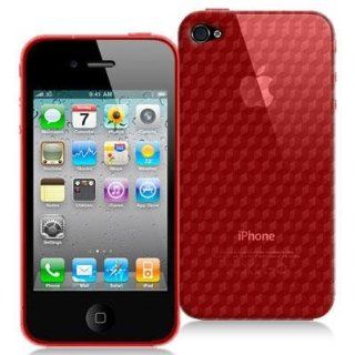 Electromaster(TM) Brand   Red Diamond Pattern TPU Candy Rubber Skin Case Cover New for AT&T Verizon Sprint Apple iPhone 4S 4G 4 Cell Phones & Accessories