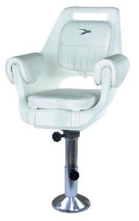 Wise Deluxe Pilot Chair, Padded Arm Rest, with Cushions, 15 Inch Fixed Pedestal and Mounting Plate.  Boat Seating  Sports & Outdoors