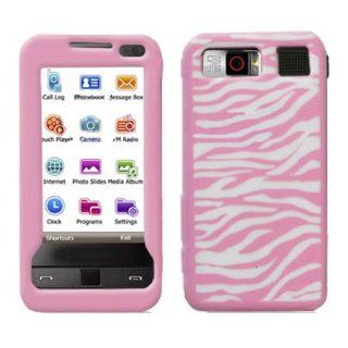 Soft Skin Case Fits Samsung I900 I910 Omnia Pink/White Zebra Laser Cut Skin Verizon Cell Phones & Accessories