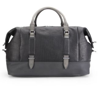 Calvin Klein Covered Straps Leather Holdall   Black      Mens Accessories