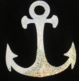 Large Anchor Silver Holographic Hotfix Iron On Fabric Transfer