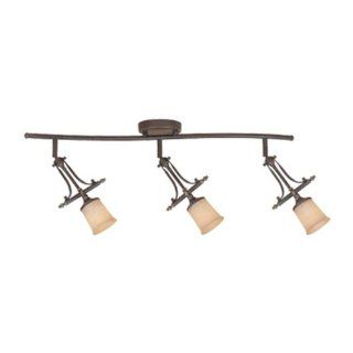 Designers Fountain TKF973 WSD Austin Collection 3 Light Fixed Track, Weathered Saddle Finish with Satin Crepe Glass Shades   Track Lighting Kits  