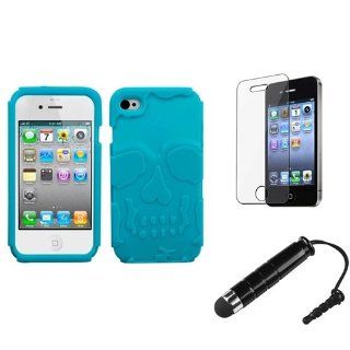eForCity Tropical Teal Skullcap Base Hybrid Case + SPT + Stylus compatible with Apple® iPhone® 4S/4 Cell Phones & Accessories