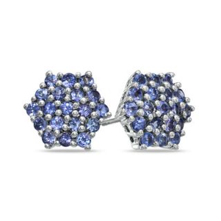 Hexagon Shaped Tanzanite Earrings in Sterling Silver   Zales