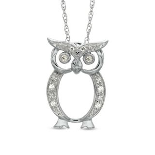 Diamond Accent Owl Pendant in 10K White Gold   Zales