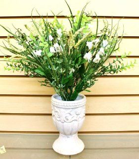 Shop Attractive White Grecian Pot with Artificial Flowers Indoor Outdoor Use 4052 at the  Home Dcor Store. Find the latest styles with the lowest prices from
