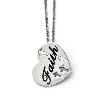 Chisel Stainless Steel Enameled Polished Heart Necklace Jewelry