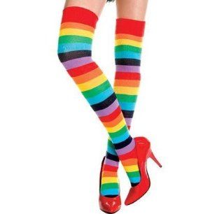 Rainbow Stripe Thigh Highs Socks Gothic Lolita Lesbian Gay Pride Brite Costume 