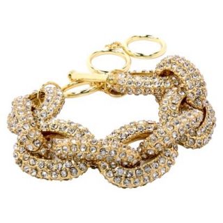 Pave Stone Link Bracelet   Gold