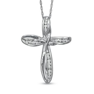 CT. T.W. Diamond Swirl Cross Pendant in Sterling Silver   Zales