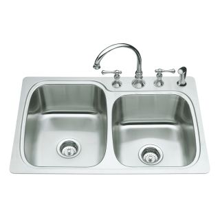 KOHLER Verse 18 Gauge Double Basin Drop In Stainless Steel Kitchen Sink