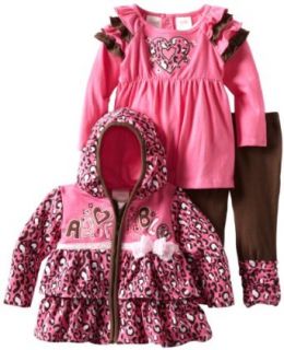 Nannette Baby girls Infant 3 Piece Adorable Legging Set, Pink, 12 Months Clothing