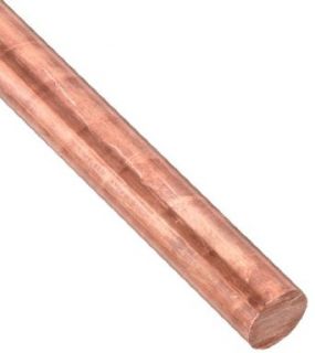 110 Copper Round Rod, Unpolished (Mill) Finish, H04 Temper, ASTM B187, 1/8" Diameter, 36" Length