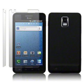 SAMSUNG I997 INFUSE 4G SILICONE SKIN CASE   BLACK, WITH 2 SCREEN PROTECTORS Cell Phones & Accessories