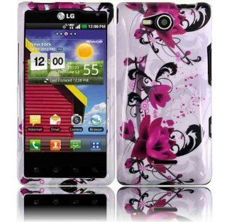 VMG For LG Lucid VS840 (Cayman, Optimus Exceed) Cell Phone Graphic Image Design Faceplate Hard Case Cover   Violet Lotus Floral Flower Cell Phones & Accessories