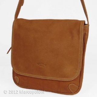 BACINO   Small Messenger Bag in Washable Leather, Cognac Clothing