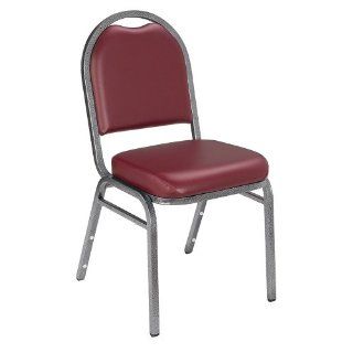 National Public Seating 9200 Series Dome Vinyl Padded Stack Chair In Burgundy On Silvervein Frame [Set Of 2]  