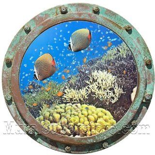 Undersea Porthole #1 Peel & Stick Wall Mural Huge 36 Inch Diameter   Wall Decor Stickers