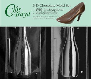 Cybrtrayd AO301AB Champagne Bottle Chocolate Candy Mold Kit with 2 Molds and 3D Chocolate Instructions Kitchen & Dining
