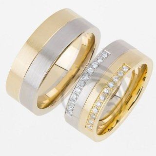 14k White Yellow Gold His and Her Wedding Rings 0.22 ct 8 mm Jewelry