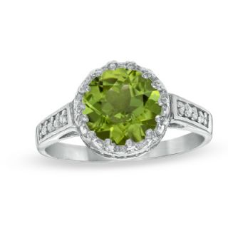 0mm Peridot and White Topaz Crown Ring in Sterling Silver   Zales