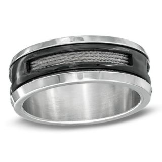 Mens 8.0mm Cable Spinner Comfort Fit Wedding Band in Two Tone