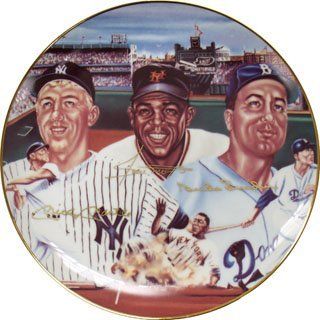 Mickey Mantle, Willie Mays & Duke Snider Autographed 1986 Sports Impressions Plate  Sports Related Collectibles  Sports & Outdoors