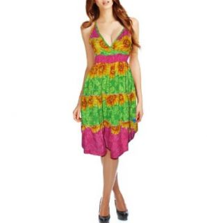Multicolored Sunflower Cotton Sundress Empire Waist Clothing