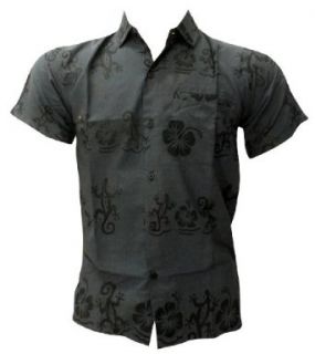 La Leela Lizard And Floral Printed Beach Hawaiian Shirt S at  Men�s Clothing store Button Down Shirts