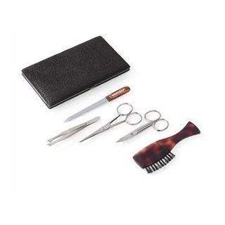Men's Grooming set in a Brown Leather Case. Made by Malteser in Solingen, Germany Beauty