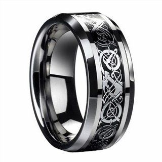 Dragon Scale Dragon Pattern Beveled Edges Celtic Rings Jewelry Wedding Band For Men Silver 8 9 10 11 12 13 Jewelry