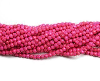 Deep pink howlite glossy round beads (4mm)