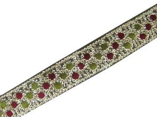 GREEN EMBROIDERED SEQUIN FABRIC TRIM RIBBON LACE 3 YD