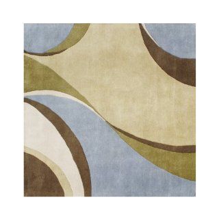 Shop ZnZ Rugs Gallery, 2695_6Ft Sq, Hand Made Light Green New Zealand Blend Wool Rug, 1, Blue, Dark Olive Green, Brown, 6Ft Sq' at the  Home Dcor Store. Find the latest styles with the lowest prices from ZnZ Rugs Gallery