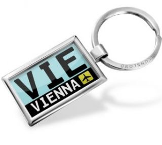 Keychain Airport code VIE / Vienna country Austria   Neonblond Clothing