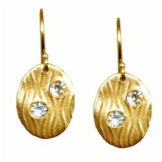 14K Gold White Topaz & Bronze Earrings, MADE IN AMERICA Jewelry