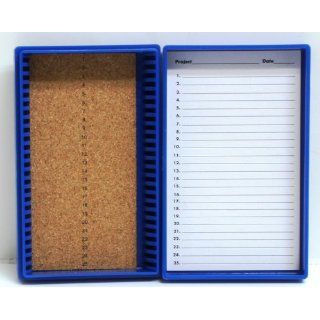 Phenix MSB 15988B Blue 25 Place Slide Box, Cork Lined, Friction FitCover, 1 Each Microscope Slide Holders