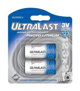 Ultralast UL 123/2 3V CR123 Photo Lithium Battery Retail Pack  Digital Camera Batteries  Camera & Photo