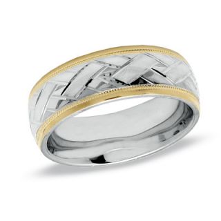 0mm Woven Ridge Band in Sterling Silver and 14K Gold   Size 10   Zales