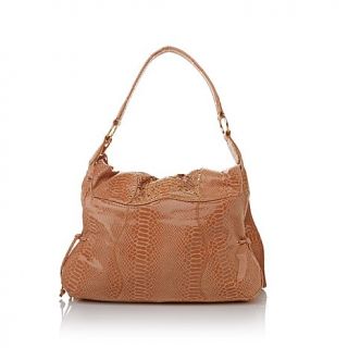 Chi by Falchi Embossed Suede Oversized Hobo with Tassel