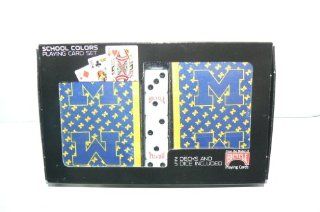 NCAA Officially Licensed Michigan Wolverines 2 Packs of Playing Cards with Dice  Sports & Outdoors