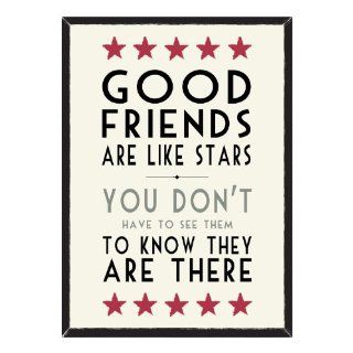 East of India Good Friends Are Like Stars Large Framed Wall Art, Paper/Wood   Decorative Signs