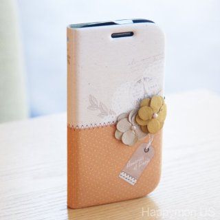Happymori "Vintage Memories Light Brown & Beige" Galaxy S3 i9300 Leather Cute Flip Case/ Flower Decoration Cell Phones & Accessories