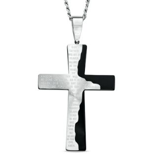 Prayer Tablet Cross Pendant in Two Tone Stainless Steel   24   Zales