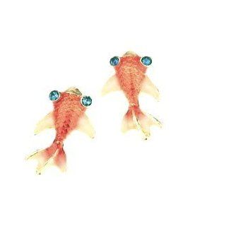 New Under the Sea Orange Carp Koi Gold Fish Goldfish Stud Earrings Jewelry