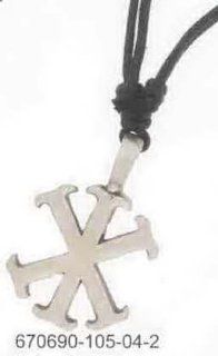 Necklace Pewter XI (Chi Rho) Adj Black Cord Jewelry