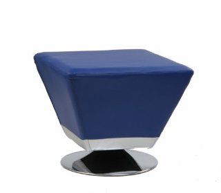 International Design USA Cube Leatherette Swivel Ottoman, Blue   Modern Ottoman